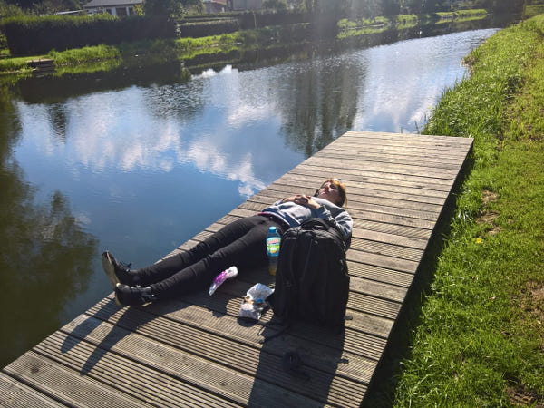 radweg berlin rostock pause auf dem steg